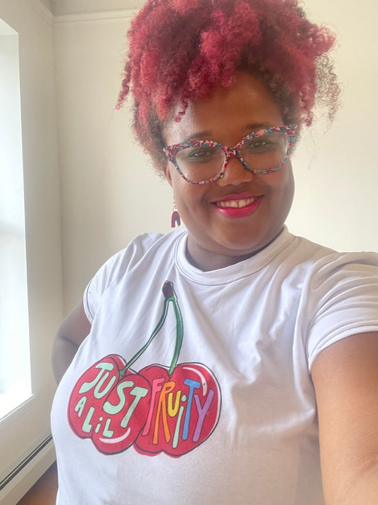 Just A Lil Fruity All-Over Print Crop Tee